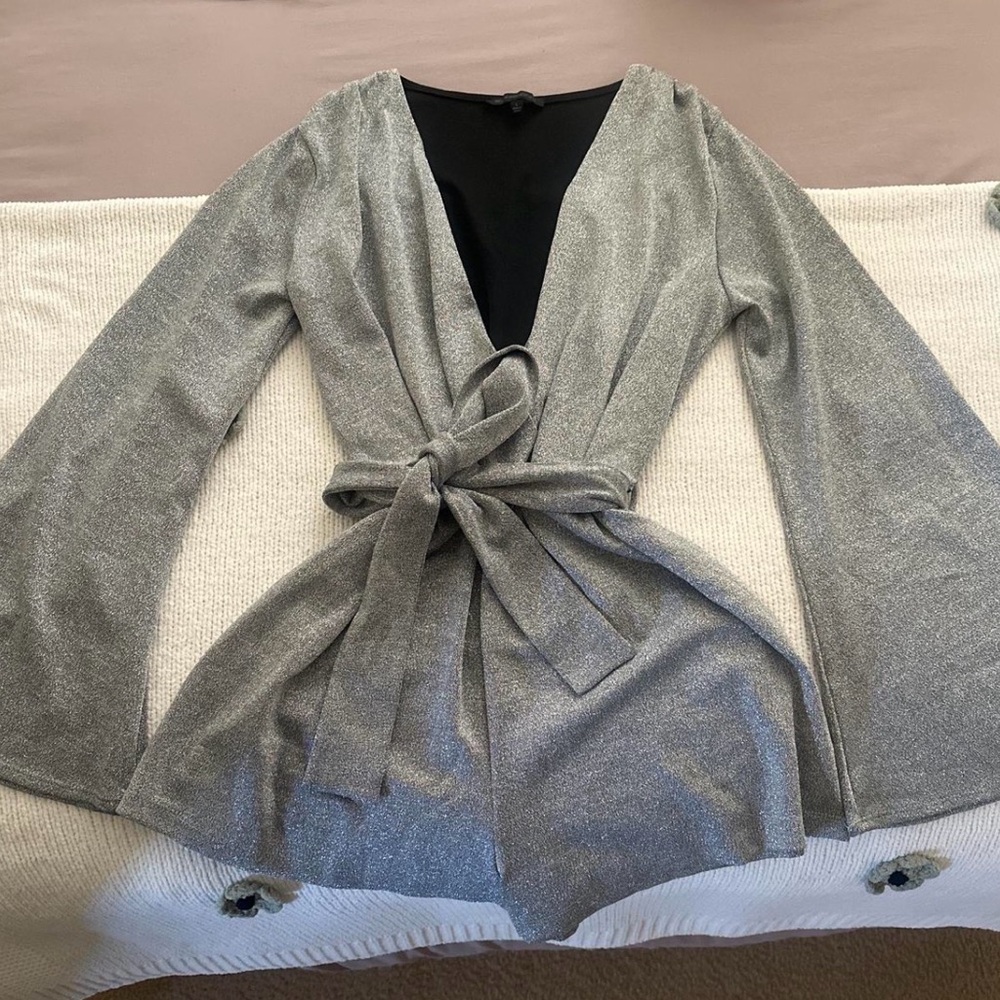 Symphony Silver Jumpsuit with Tie Waist